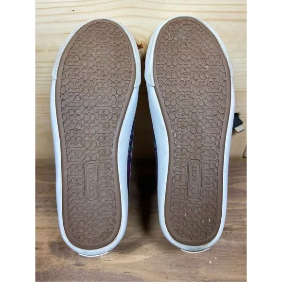 Coach Britney Women's Pink, Purple & Blue Monogram Hi Top Sneakers with Buckle A - Picture 5 of 12